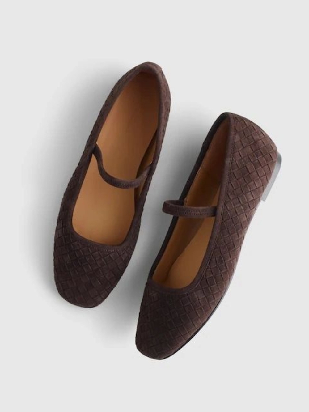 New! Madewell The Greta Ballet Flat in Woven Suede Dark Roast 9.5
